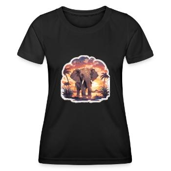 Éléphant Éléphant Pachyderme Animal Afrique Safari - T-shirt sport Femme - noir - Devant - AI Model Female 172 light (172cm)