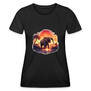 Éléphant, Éléphant, Pachyderme, Animal, Afrique, Safari - T-shirt sport Femme - noir - Devant - AI Model Female 172 light (172cm)