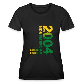 2004 November Limited Edition 19. Geburtstag Deko - Frauen Funktions-T-Shirt - Schwarz - Vorne - AI Model Female 172 light (172cm)