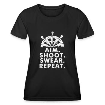 Playing darts - Women's Functional T-Shirt - black - Front - AI Model Female 172 light (172cm)