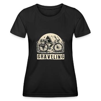 Graveling Gravelbike Gravelbiker Gravel Bike - Women's Functional T-Shirt - black - Front - AI Model Female 172 light (172cm)