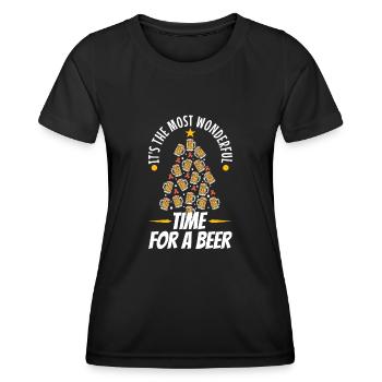 It's the most Wonderful time for a Beer - Frauen Funktions-T-Shirt - Schwarz - Vorne - AI Model Female 172 light (172cm)