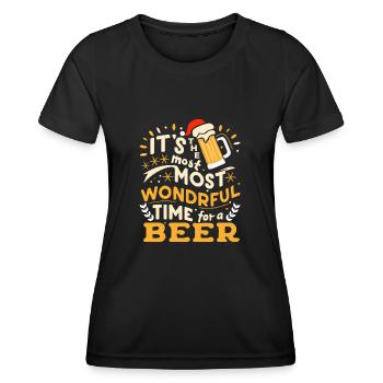 It's the most Wonderful time for a Beer - Frauen Funktions-T-Shirt - Schwarz - Vorne - AI Model Female 172 light (172cm)