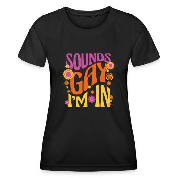 Sounds Gay I'm In Inappropriate Rainbow Lips Pride - Women's Functional T-Shirt - black - Front - AI Model Female 172 light (172cm)