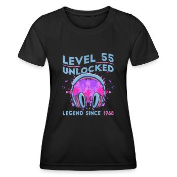 55e anniversaire. 55 Niveau suivant débloqué - T-shirt sport Femme - noir - Devant - AI Model Female 172 light (172cm)
