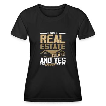 Agent immobilier - T-shirt sport Femme - noir - Devant - AI Model Female 172 light (172cm)