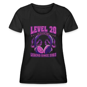 20.Geburtstag LVL20 unlocked 2003 Vintage - Frauen Funktions-T-Shirt - Schwarz - Vorne - AI Model Female 172 light (172cm)