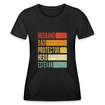Estevan nom papa cadeau - T-shirt sport Femme - noir - Devant - AI Model Female 172 light (172cm)