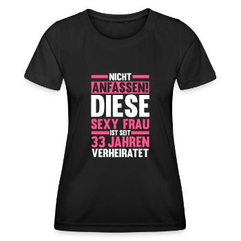 Ehe Zinnhochzeit 33 Jahre Verheiratet Hochzeitstag - Frauen Funktions-T-Shirt - Schwarz - Vorne - AI Model Female 172 light (172cm)