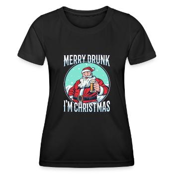Frohe besoffen ich bin Weihnachten - Frauen Funktions-T-Shirt - Schwarz - Vorne - AI Model Female 172 light (172cm)