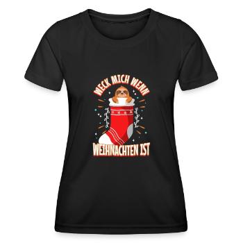 Weck mich auf wenn es Weihnachten ist - Frauen Funktions-T-Shirt - Schwarz - Vorne - AI Model Female 172 light (172cm)