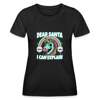Dear santa i can explain - Frauen Funktions-T-Shirt - Schwarz - Vorne - AI Model Female 172 light (172cm)