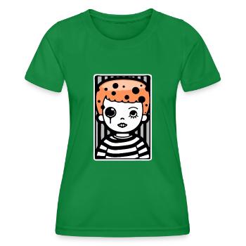 Red Hair Cartoon Art Boy in Stripes - Women's Functional T-Shirt - kelly green - Front - AI Model Female 172 dark (172cm)