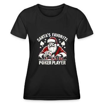 Christmas Santa Claus Poker Player - Women's Functional T-Shirt - black - Front - AI Model Female 172 light (172cm)