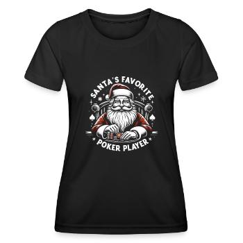 Christmas Santa Claus Poker Player - Women's Functional T-Shirt - black - Front - AI Model Female 172 light (172cm)