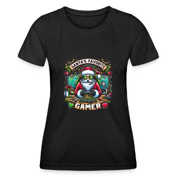 Xmas Gaming Santa Claus Gamer - Women's Functional T-Shirt - black - Front - AI Model Female 172 light (172cm)
