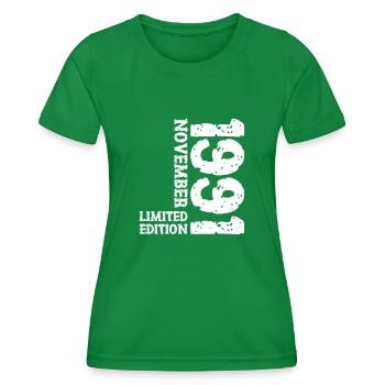 1991 November Limited Edition 32. Geburtstag Deko - Frauen Funktions-T-Shirt - Kelly Green - Vorne - AI Model Female 172 dark (172cm)