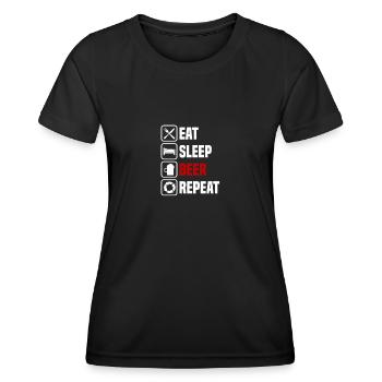 Eat, sleep, beer, repeat - Women's Functional T-Shirt - black - Front - AI Model Female 172 light (172cm)