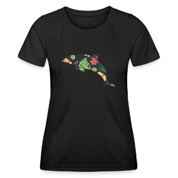 Dolphin Tropical Flower Floral - Women's Functional T-Shirt - black - Front - AI Model Female 172 light (172cm)