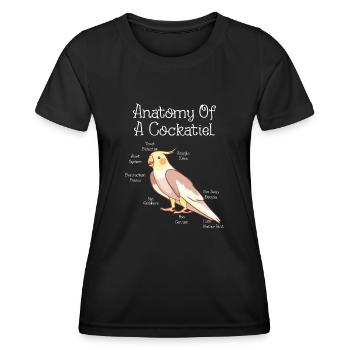 Anatomie d’un ornithologue ornithologue nerd calopsitte - T-shirt sport Femme - noir - Devant - AI Model Female 172 light (172cm)