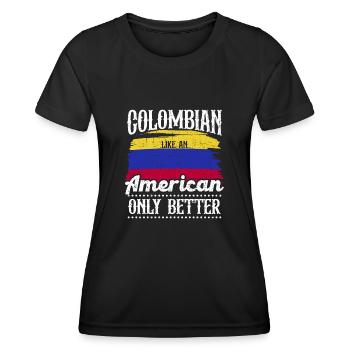 Colombian Südamerika Herkunftsland Lateinamerika - Frauen Funktions-T-Shirt - Schwarz - Vorne - AI Model Female 172 light (172cm)