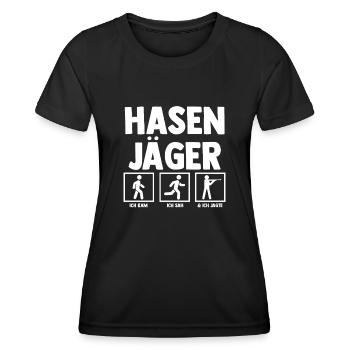 Hasenjäger Hasenjagd Kaninchenjagd Jäger - Frauen Funktions-T-Shirt - Schwarz - Vorne - AI Model Female 172 light (172cm)
