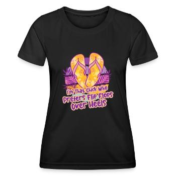 Tongs Beach Lover Vacances Mode d’été - T-shirt sport Femme - noir - Devant - AI Model Female 172 light (172cm)