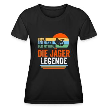 Papa Vater Hasenjäger Hasenjagd Kaninchenjagd Jäge - Frauen Funktions-T-Shirt - Schwarz - Vorne - AI Model Female 172 light (172cm)