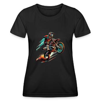 Motocross Moto Motocross Pilote Motocross Motocross - T-shirt sport Femme - noir - Devant - AI Model Female 172 light (172cm)