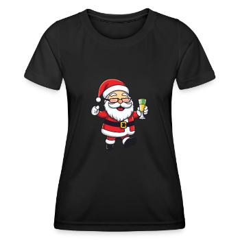 Père Noël à boire bande dessinée Noël - T-shirt sport Femme - noir - Devant - AI Model Female 172 light (172cm)