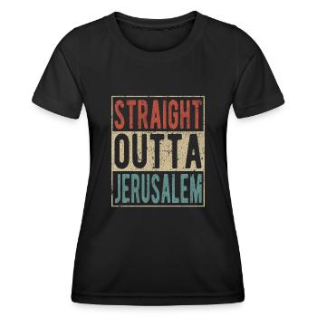 Direkt aus Jerusalem heraus - Frauen Funktions-T-Shirt - Schwarz - Vorne - AI Model Female 172 light (172cm)