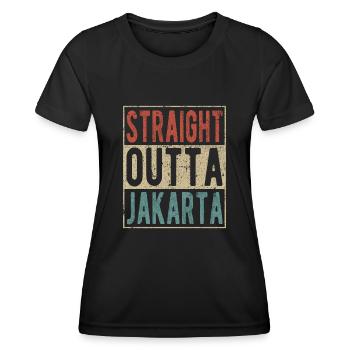 Direkt aus Jakarta - Frauen Funktions-T-Shirt - Schwarz - Vorne - AI Model Female 172 light (172cm)