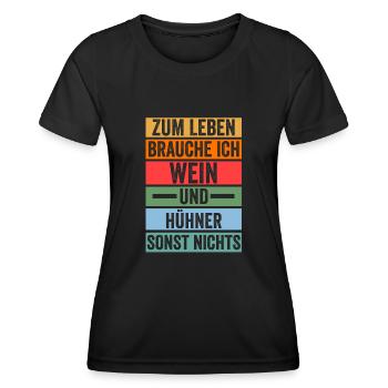 Wein Huhn Hühnerstall Bauernhof Bauer Landwirt Hüh - Frauen Funktions-T-Shirt - Schwarz - Vorne - AI Model Female 172 light (172cm)