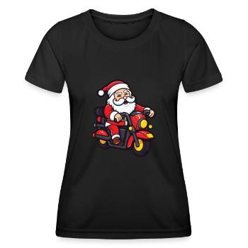 Weihnachtsmann Santa Fahrzeug - Frauen Funktions-T-Shirt - Schwarz - Vorne - AI Model Female 172 light (172cm)