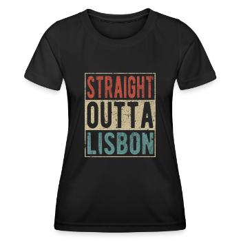 Direkt nach Lissabon - Frauen Funktions-T-Shirt - Schwarz - Vorne - AI Model Female 172 light (172cm)