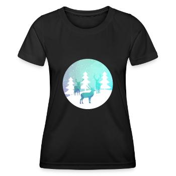 Forêt d'hiver de cerfs - T-shirt sport Femme - noir - Devant - AI Model Female 172 light (172cm)
