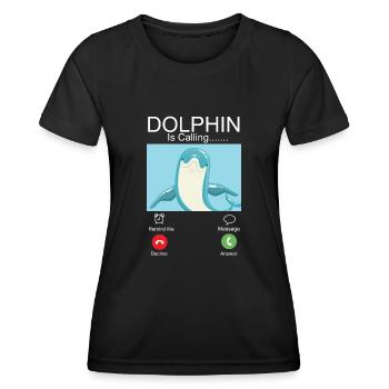 Dolphin Phone Display Dolphin Is - Women's Functional T-Shirt - black - Front - AI Model Female 172 light (172cm)