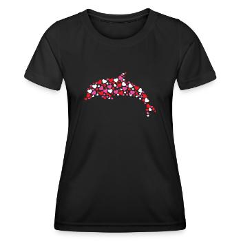 Dolphin Heart - Frauen Funktions-T-Shirt - Schwarz - Vorne - AI Model Female 172 light (172cm)