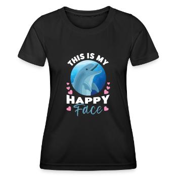 Dauphin C’est mon visage heureux - T-shirt sport Femme - noir - Devant - AI Model Female 172 light (172cm)