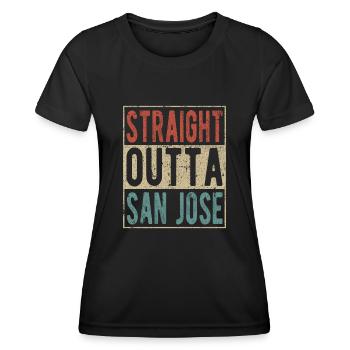 Direkt aus San Jose heraus - Frauen Funktions-T-Shirt - Schwarz - Vorne - AI Model Female 172 light (172cm)