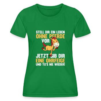 Pferd Reiten Bauernhof Bauer Pferdebesitzer Pferde - Frauen Funktions-T-Shirt - Kelly Green - Vorne - AI Model Female 172 dark (172cm)