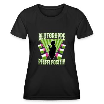 Blutgruppe Pfeffi Positiv - Frauen Funktions-T-Shirt - Schwarz - Vorne - AI Model Female 172 light (172cm)