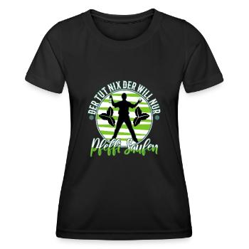 Der tut nix der will nur Pfeffi Saufen - Frauen Funktions-T-Shirt - Schwarz - Vorne - AI Model Female 172 light (172cm)