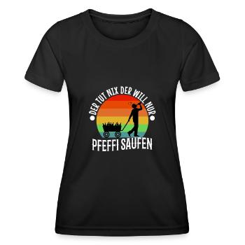 Der tut nix der will nur Pfeffi Saufen - Frauen Funktions-T-Shirt - Schwarz - Vorne - AI Model Female 172 light (172cm)