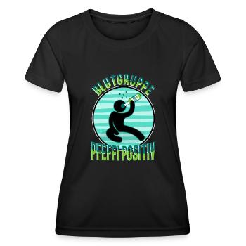Blutgruppe Pfeffi Positiv - Frauen Funktions-T-Shirt - Schwarz - Vorne - AI Model Female 172 light (172cm)