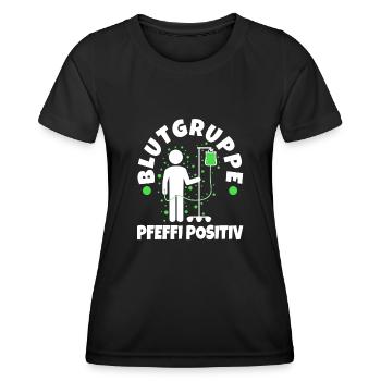 Blutgruppe Pfeffi Positiv - Frauen Funktions-T-Shirt - Schwarz - Vorne - AI Model Female 172 light (172cm)
