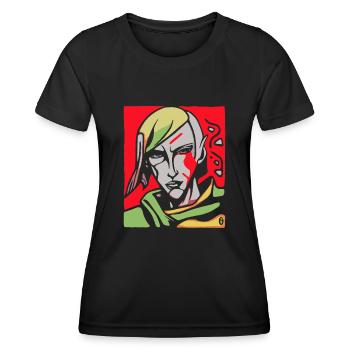 Ein abstrakter Cartoon Kunst Anime Anti Held - Frauen Funktions-T-Shirt - Schwarz - Vorne - AI Model Female 172 light (172cm)