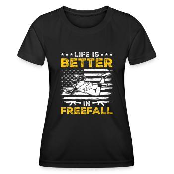 Fallschirm Militär Fallschirmspringen - Frauen Funktions-T-Shirt - Schwarz - Vorne - AI Model Female 172 light (172cm)