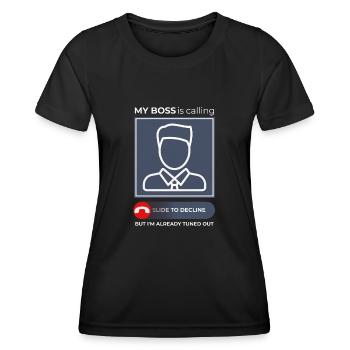 Cadeaux d’humour de bureau - T-shirt sport Femme - noir - Devant - AI Model Female 172 light (172cm)