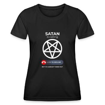Satanic Call Ignored – Pop Culture Wit - Frauen Funktions-T-Shirt - Schwarz - Vorne - AI Model Female 172 light (172cm)